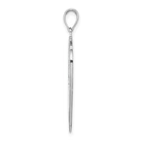 14k White Gold Cross Shield w/ Joshua 1:9 On Reverse Charm