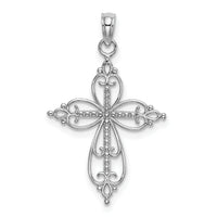 14K White Gold Beaded Cross Charm