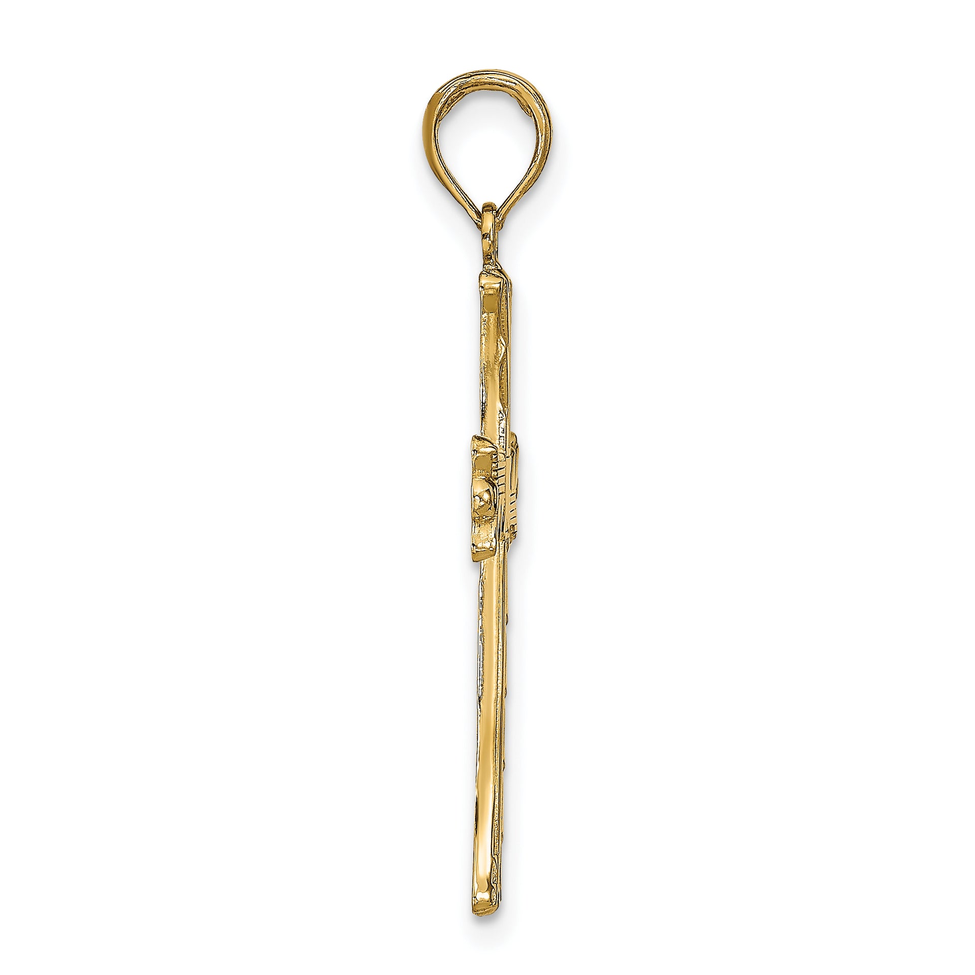14K Textured w/Square Center Cross Pendant