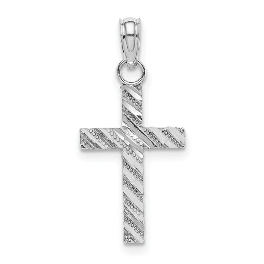 14k White Gold D/C Cross Pendant