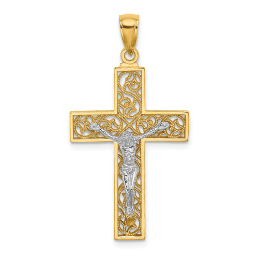 14k Two-tone Crucifix Pendant