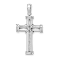 14k White Gold w/ X In Center Of Cross Charm
