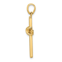 14K Polished  X  Center Cross Charm