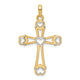 14K w/Rhodium D/C Cross w/Hearts Pendant