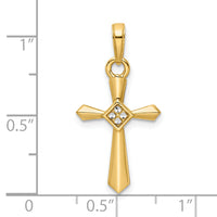 14K w/Rhodium D/C Cross Pendant