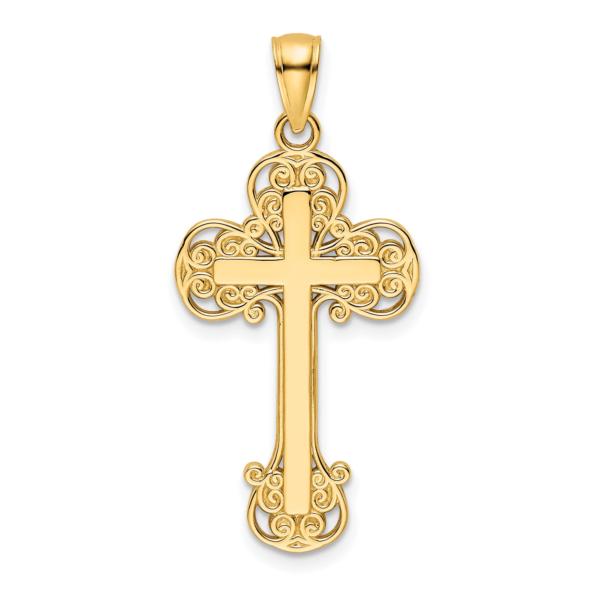 14K Polished Fancy Cross Pendant