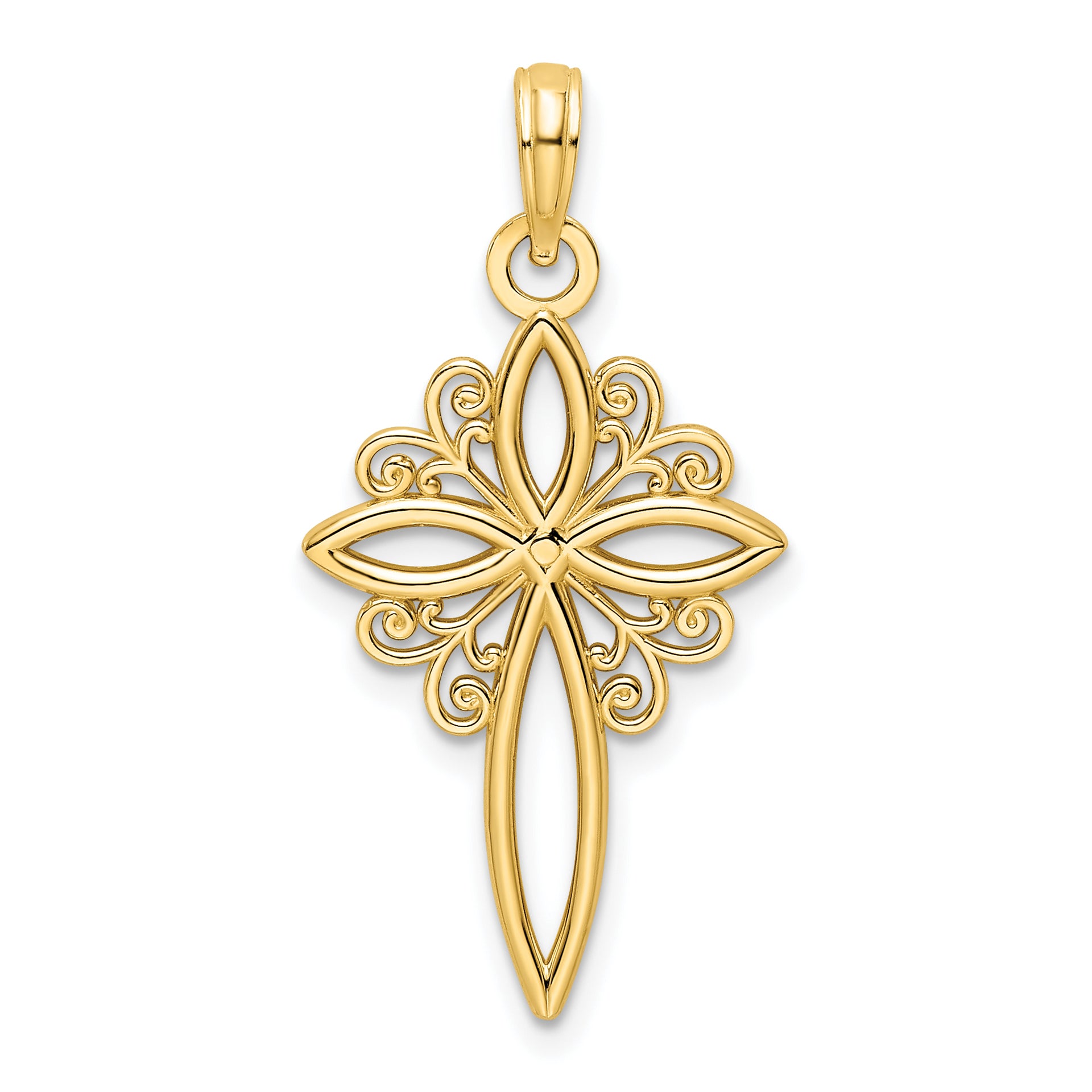14K Polished Cross Pendant