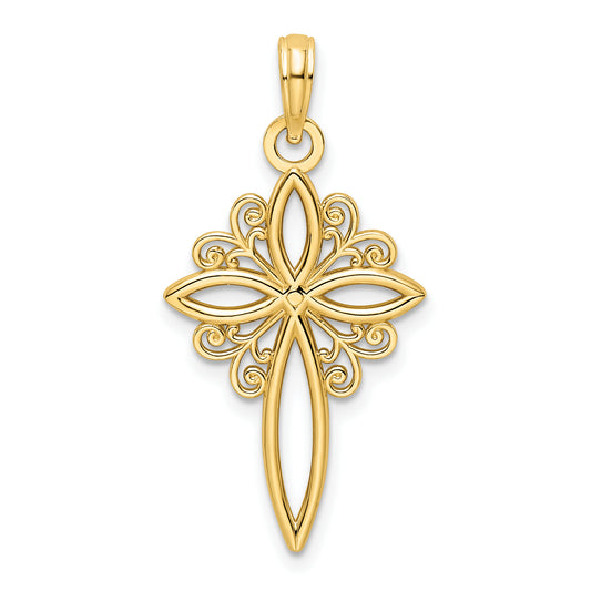 14K Polished Cross Pendant