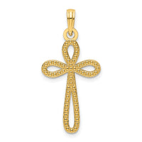 14K Beaded Cross Pendant