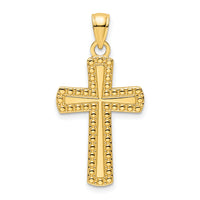 14K Polished Beaded Cross Pendant