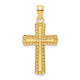 14K Polished Beaded Cross Pendant
