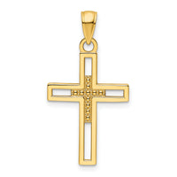 14K Polished Beaded Cross Pendant