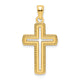 14K Polished Beaded Cross Pendant