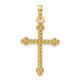 14K Polished Beaded Cross Pendant