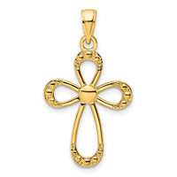 14K Polished Beaded Cross Pendant