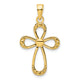 14K Polished Beaded Cross Pendant