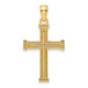 14K Polished Beaded Cross Pendant