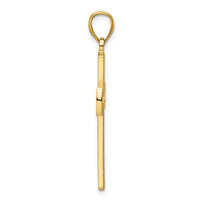 14K Polished Beaded Cross Pendant
