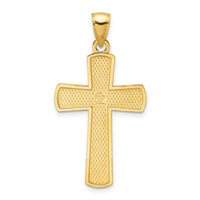 14K Polished Beaded Cross Pendant
