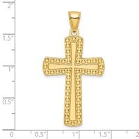 14K Polished Beaded Cross Pendant