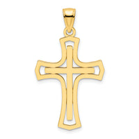 14K Polished Double Cross Pendant