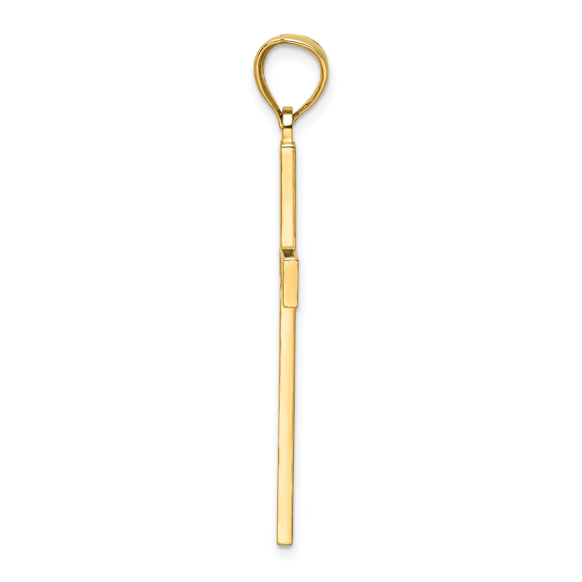 14K Polished Beaded Cross Pendant