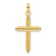 14K Polished Beaded Cross Pendant