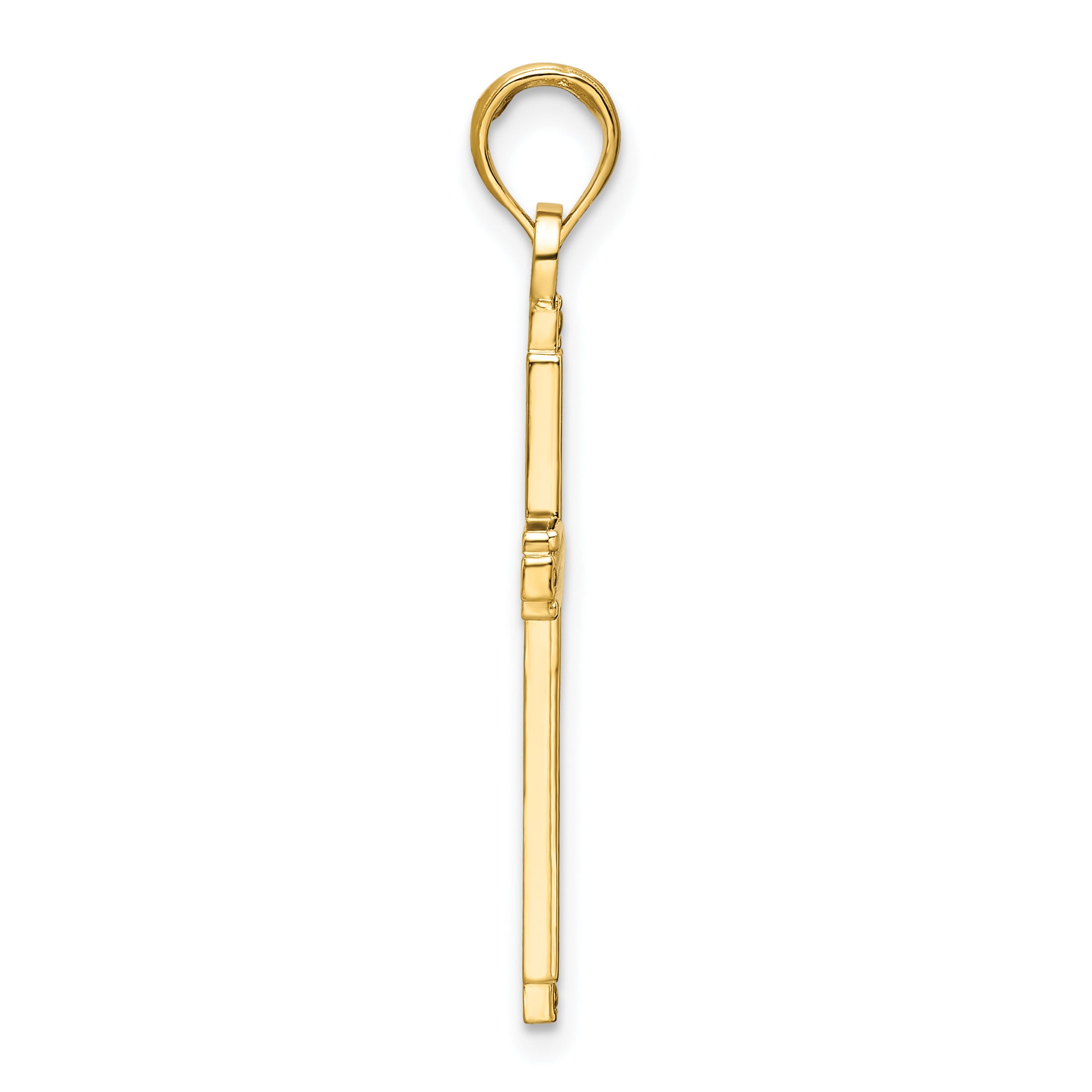 14K Polished Beaded Cross Pendant