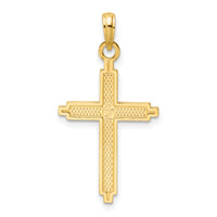 14K Polished Beaded Cross Pendant