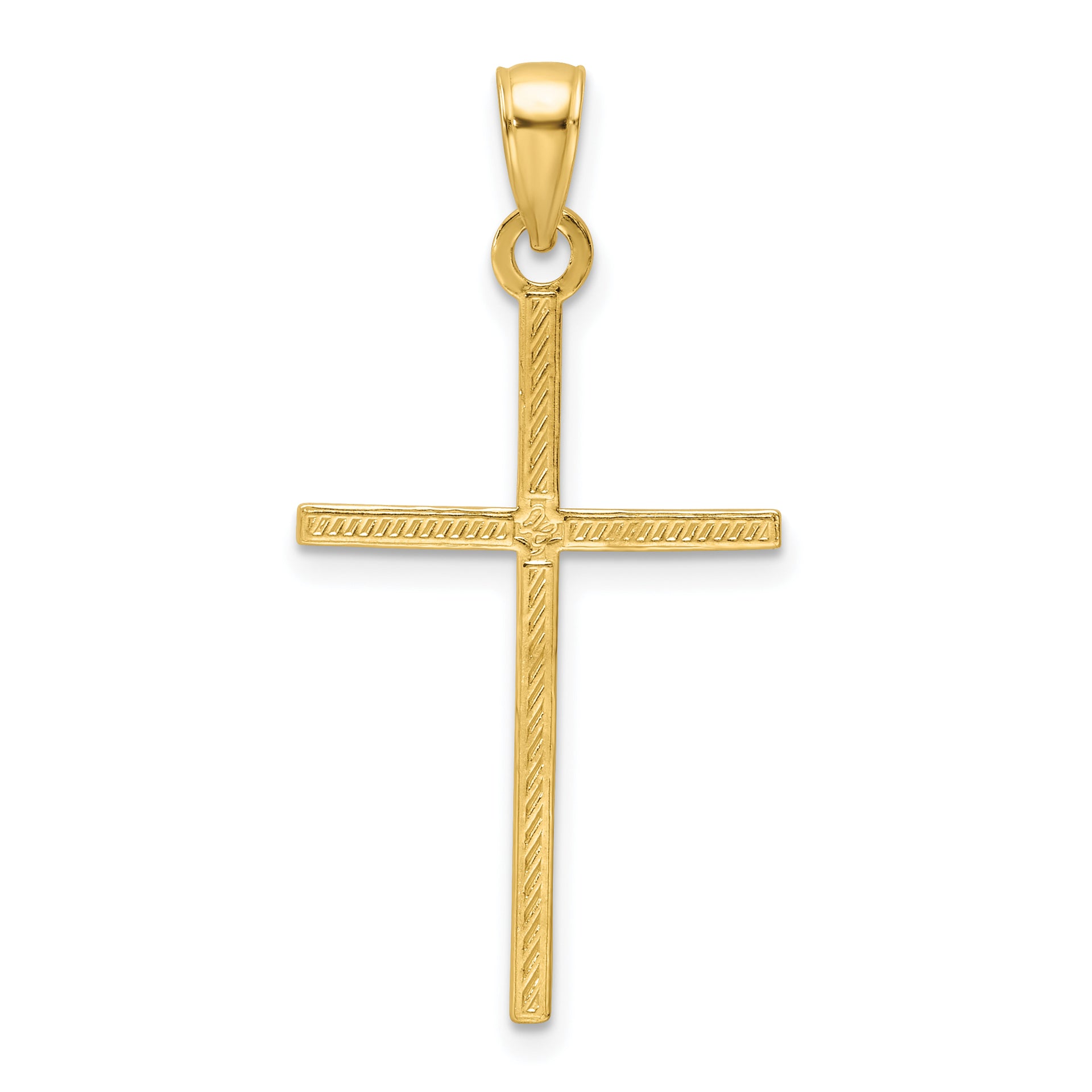 14K Polished Beaded Cross Pendant