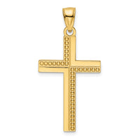 14K Polished Beaded Cross Pendant