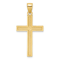 14K Polished Beaded Cross Pendant
