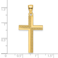 14K Polished Beaded Cross Pendant
