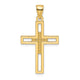 14k Beaded & Polished Double Cross Pendant