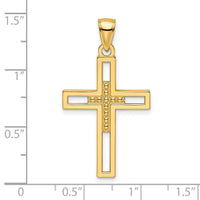 14k Beaded & Polished Double Cross Pendant