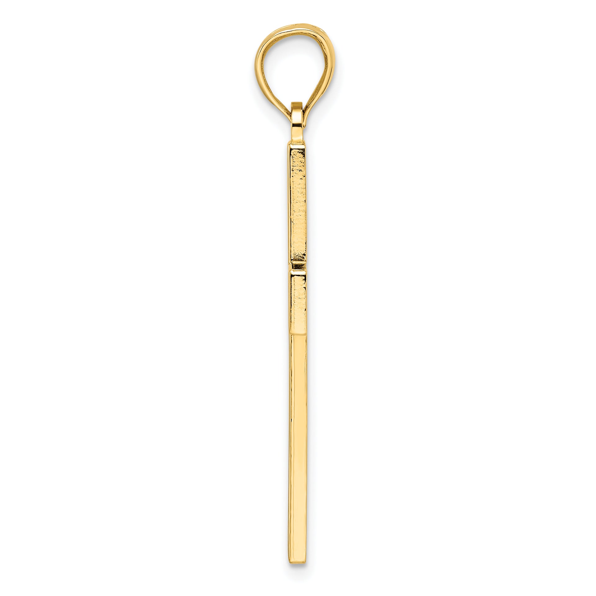 14k Beaded & Polished Double Cross Pendant