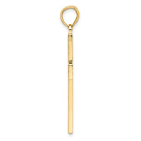 14k Beaded & Polished Double Cross Pendant