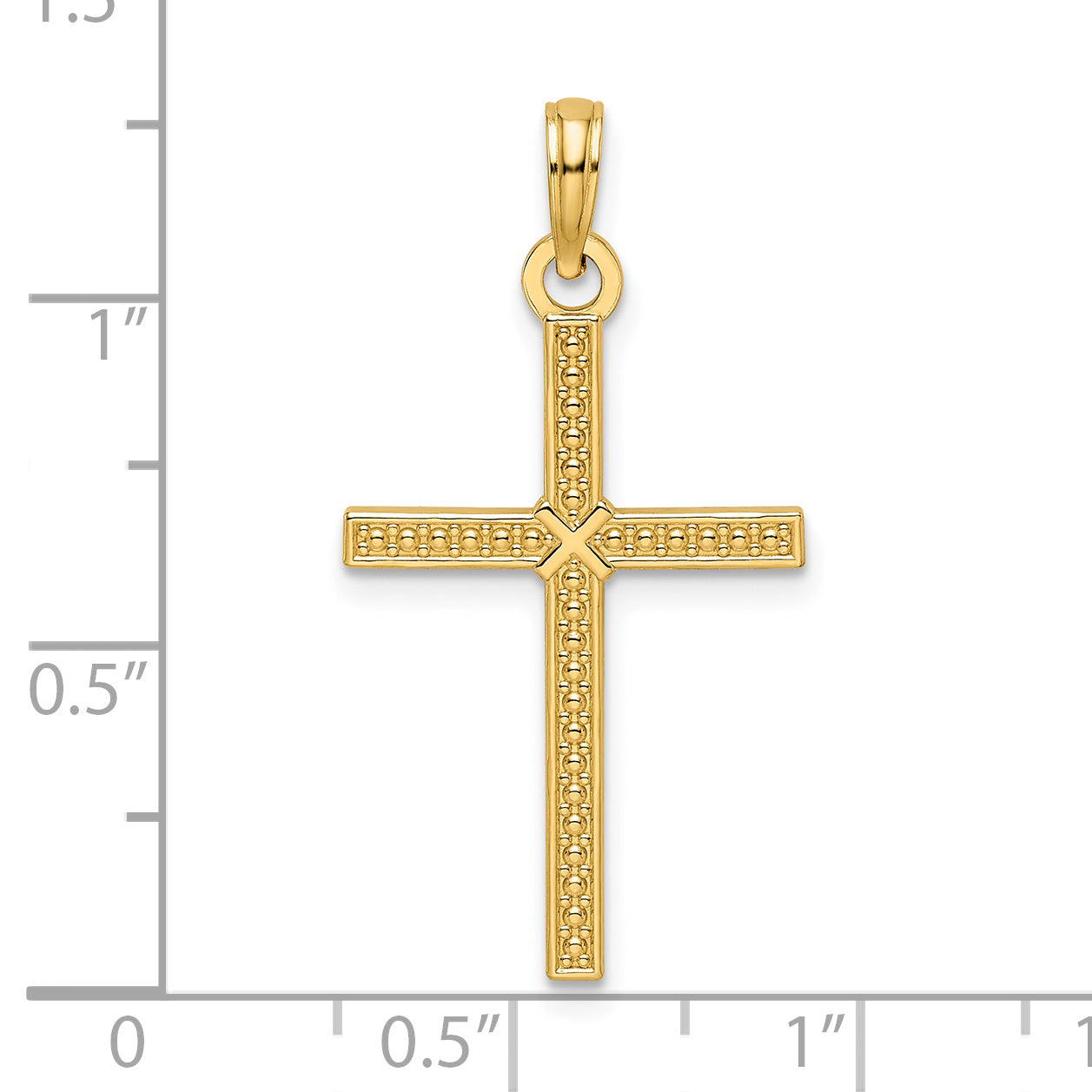 14k Beaded & Polished Fancy Cross Pendant