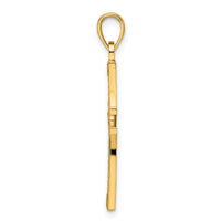14k Beaded & Polished Cross Pendant