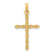 14K Polished & Beaded Design Cross Pendant