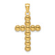 14K Polished & Beaded Circles Cross Pendant