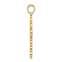 14K Polished & Beaded Circles Cross Pendant