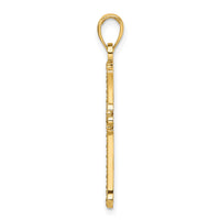 14K Polished & Textured Pointed Ends Fancy Cross Pendant