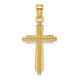 14K Polished & Textured Fancy Cross Pendant