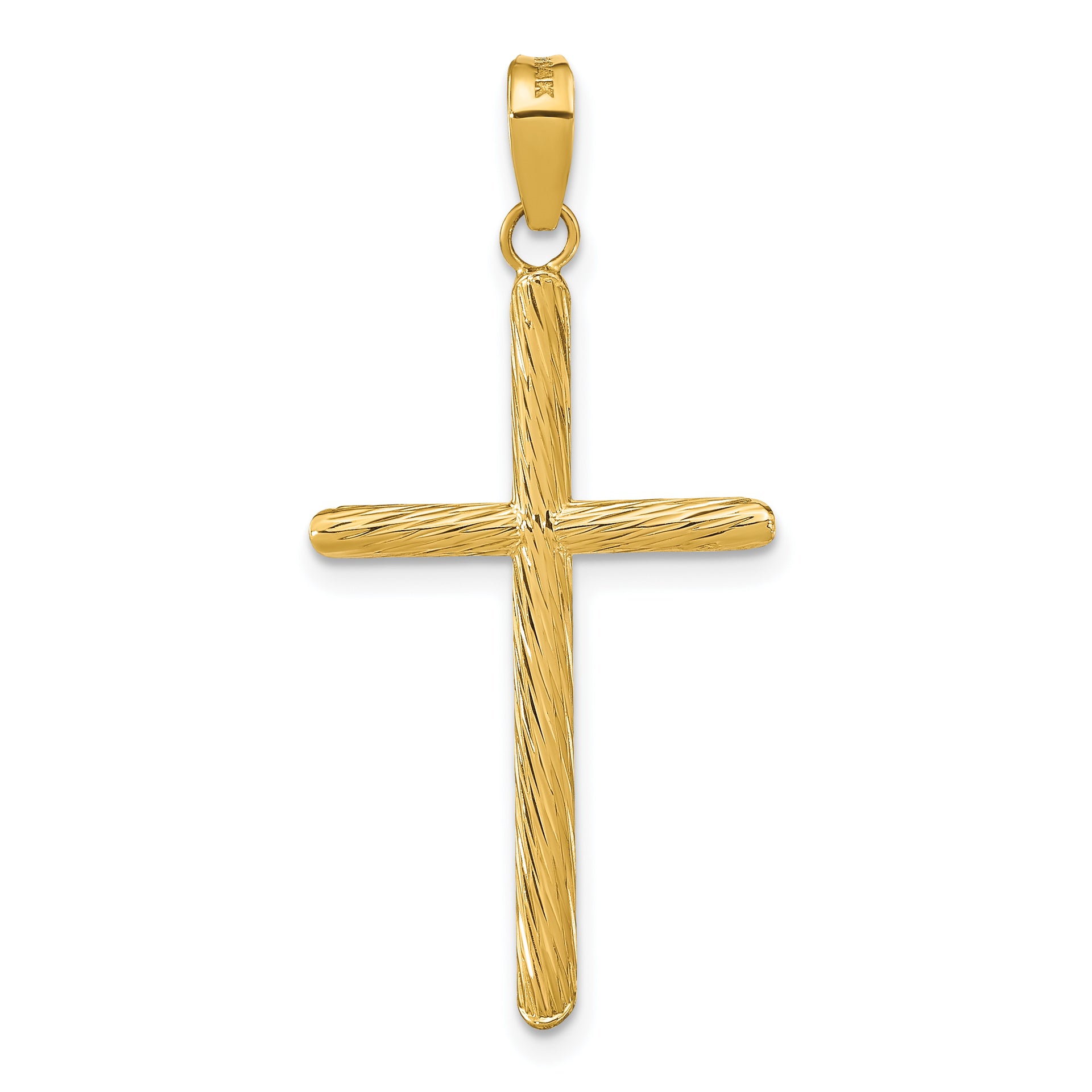 14K Polished & Textured Fancy Cross Pendant