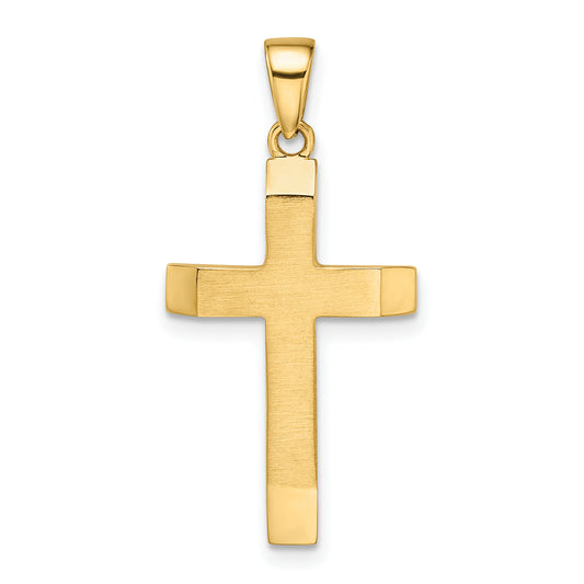 14k Satin/Polished Beveled Medium Latin Cross Pendant