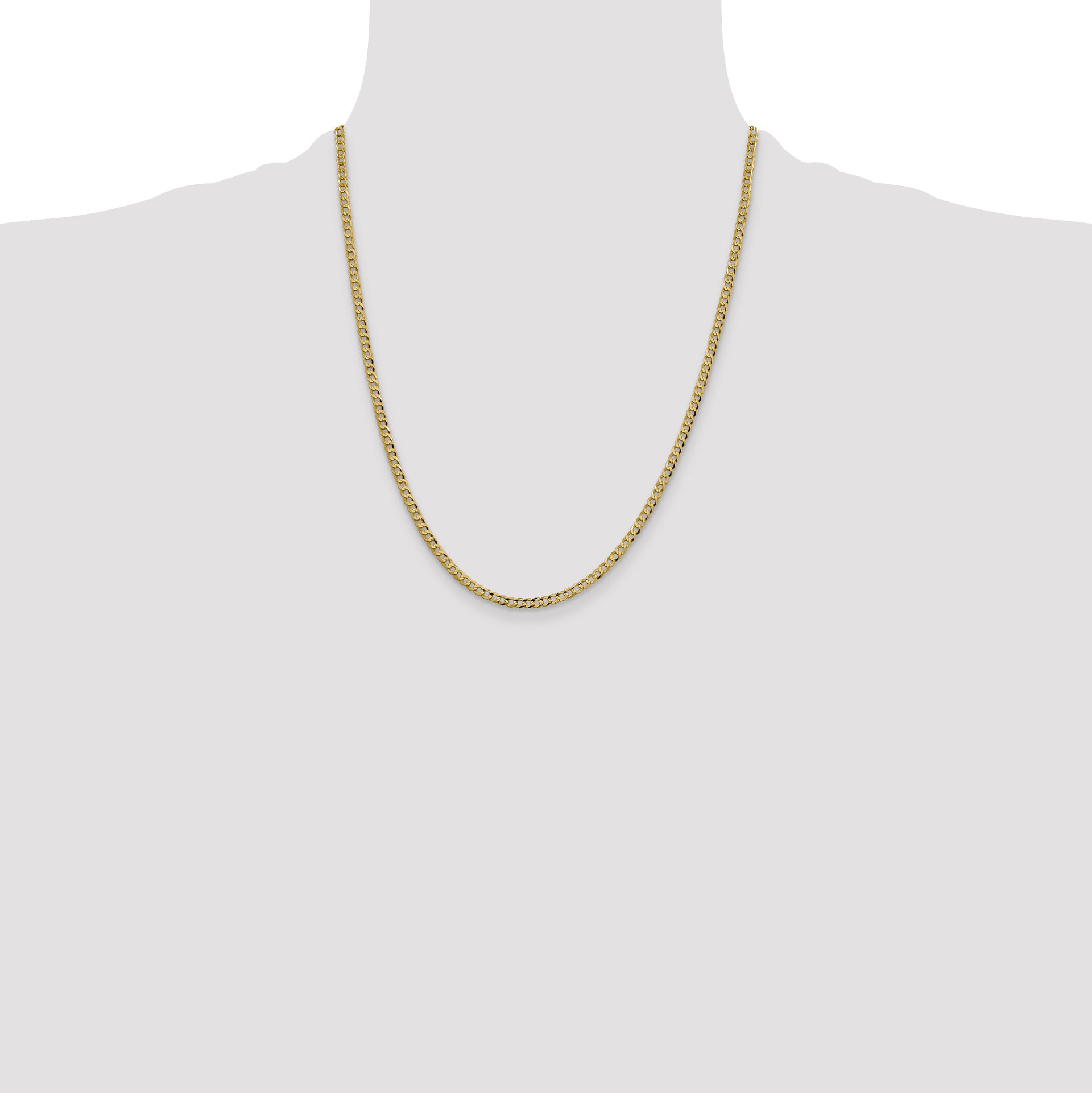14k 3.1mm Lightweight Flat Cuban Chain