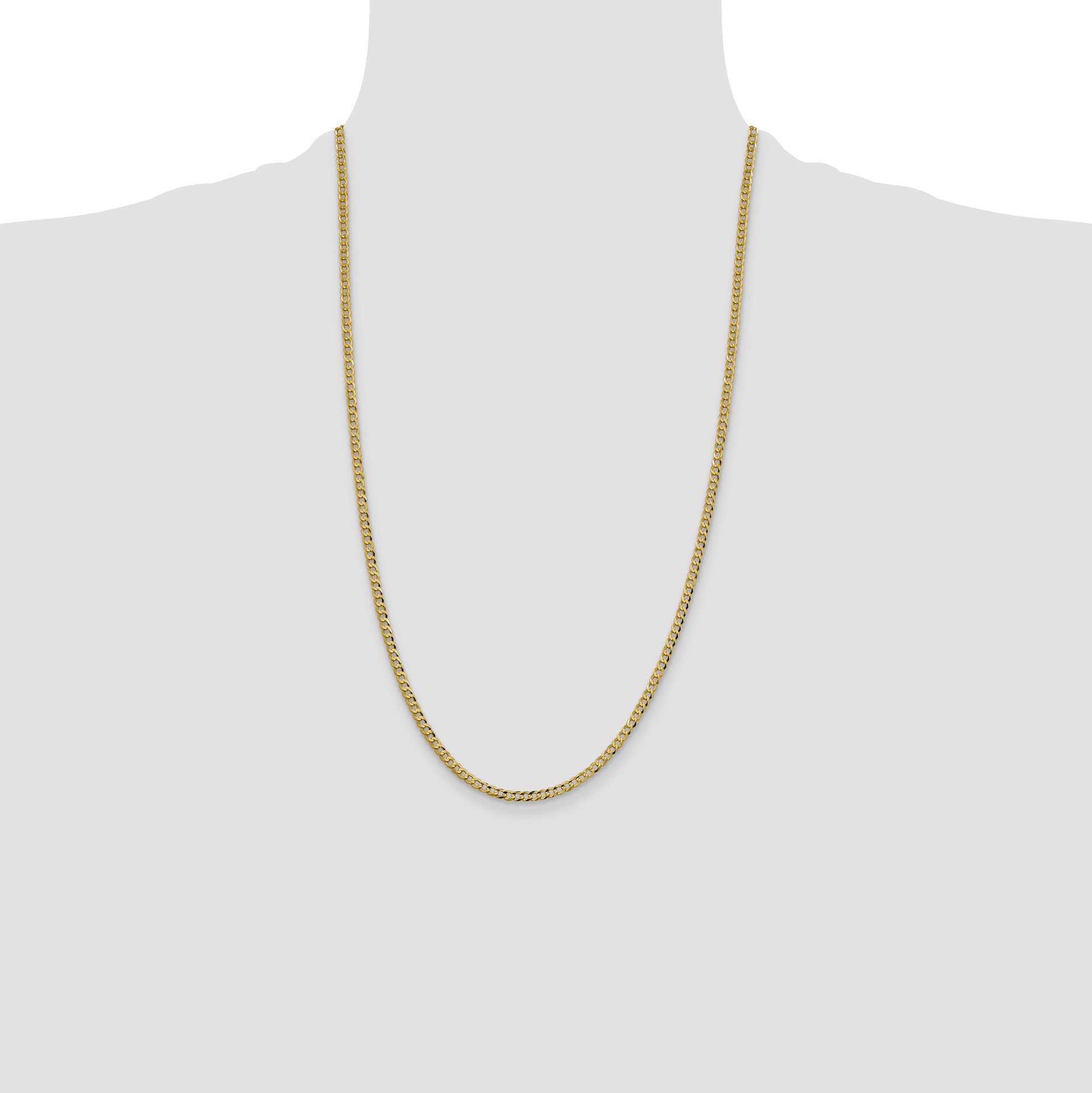 14k 3.1mm Lightweight Flat Cuban Chain