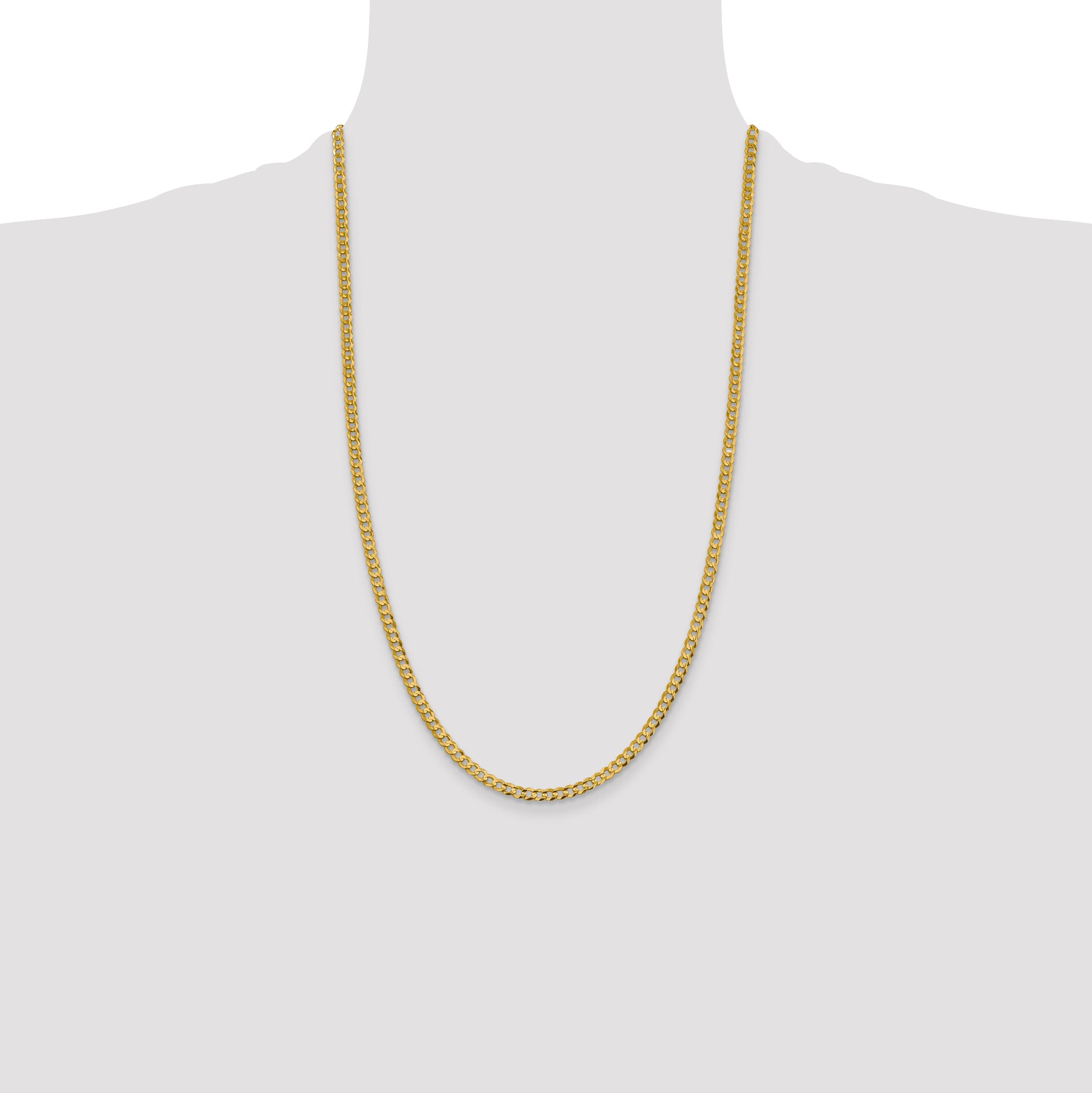 14k 3.7mm Lightweight Flat Cuban Chain