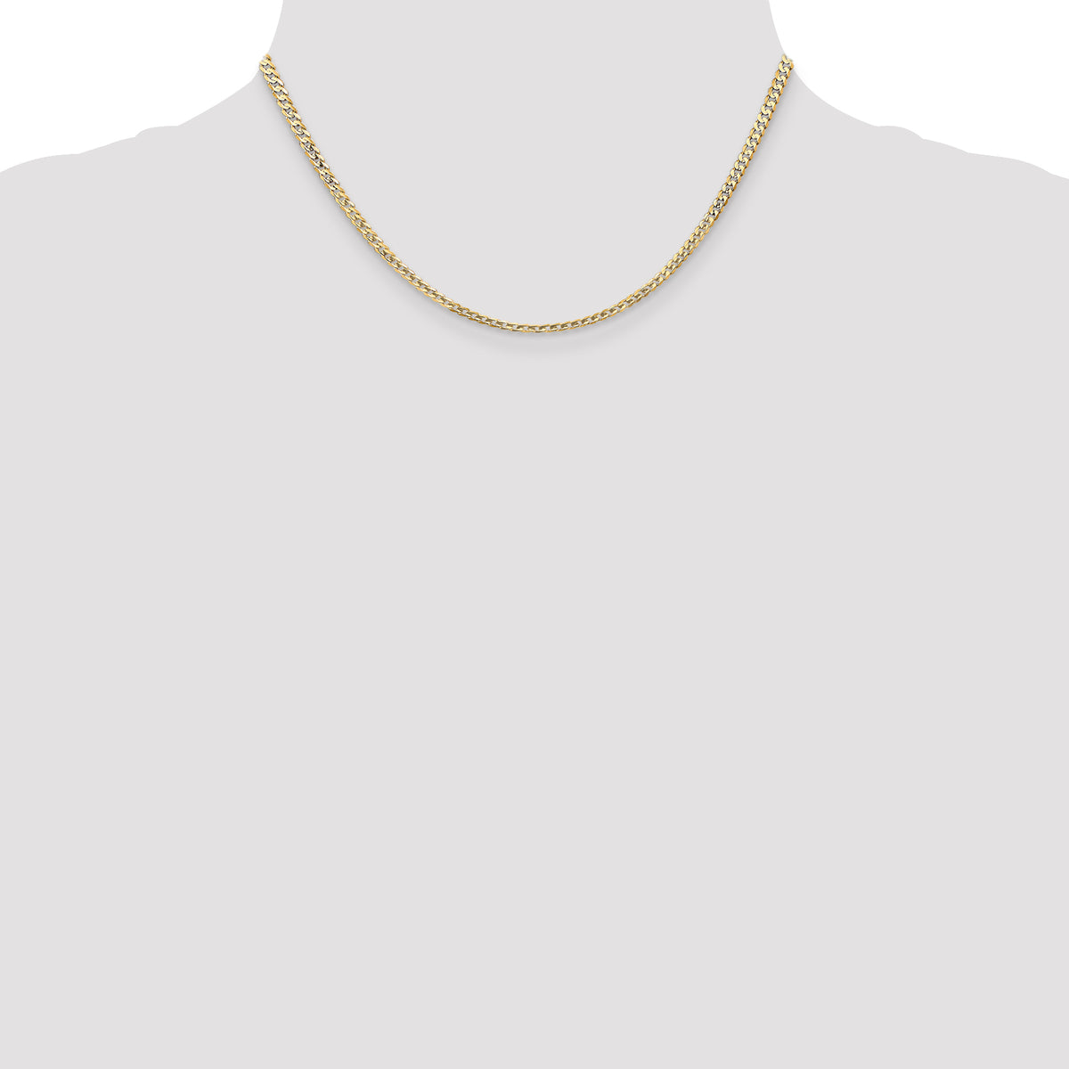 14k 3mm Open Concave Curb Chain